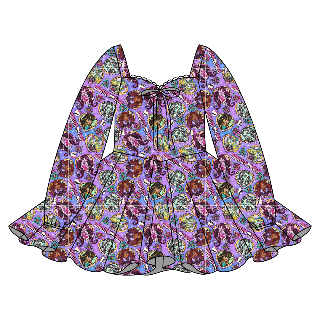 Ghoul Squad - Chloe Long Sleeve Sweetheart Dress Knit - PRE ORDER