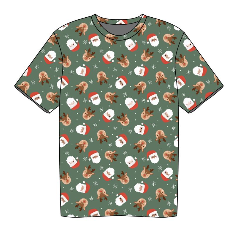 Sleigh Bell Dreams Jade Adult Short Sleeve Shirt - Bamboo - Pre Order - Christmas Special