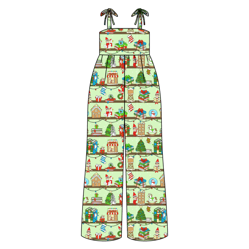 Holiday Hide & Seek Rene Shoulder Tie Adult Jumpsuit - Bamboo - Pre Order - Christmas Special