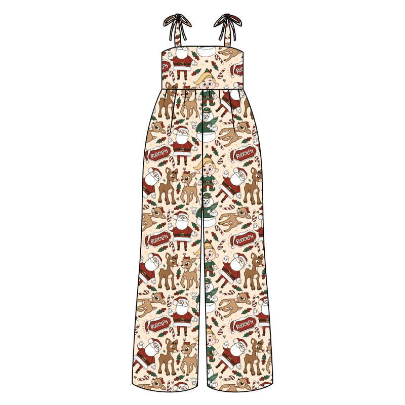 Red Nose Rene Shoulder Tie Adult Jumpsuit - Bamboo - Pre Order - Christmas Special