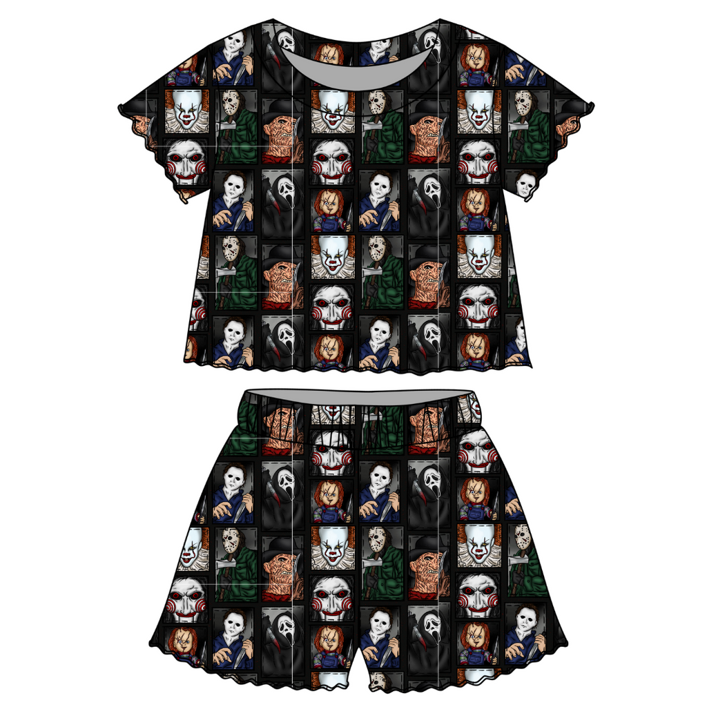 Midnight Society - Orchid Ruffle Short Sleeve Short Set Bamboo - PRE ORDER