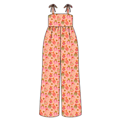 Bubblegum Bells Rene Shoulder Tie Adult Jumpsuit - Bamboo - Pre Order - Christmas Special