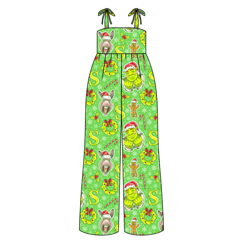 Swamp Bells Rene Shoulder Tie Adult Jumpsuit - Bamboo - Pre Order - Christmas Special