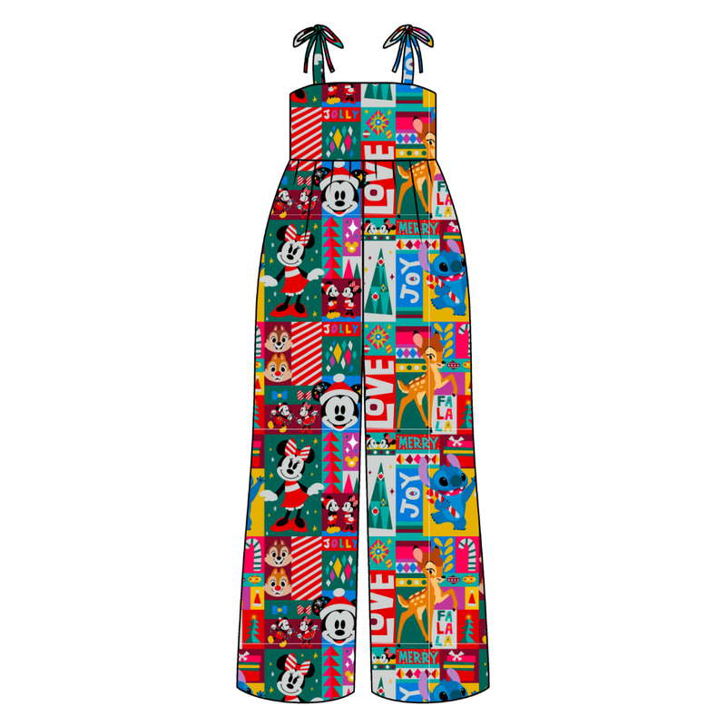 Jolly Patchwork Rene Shoulder Tie Adult Jumpsuit - Bamboo - Pre Order - Christmas Special