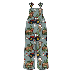 Farmhouse Christmas Rene Shoulder Tie Adult Jumpsuit - Bamboo - Pre Order - Christmas Special