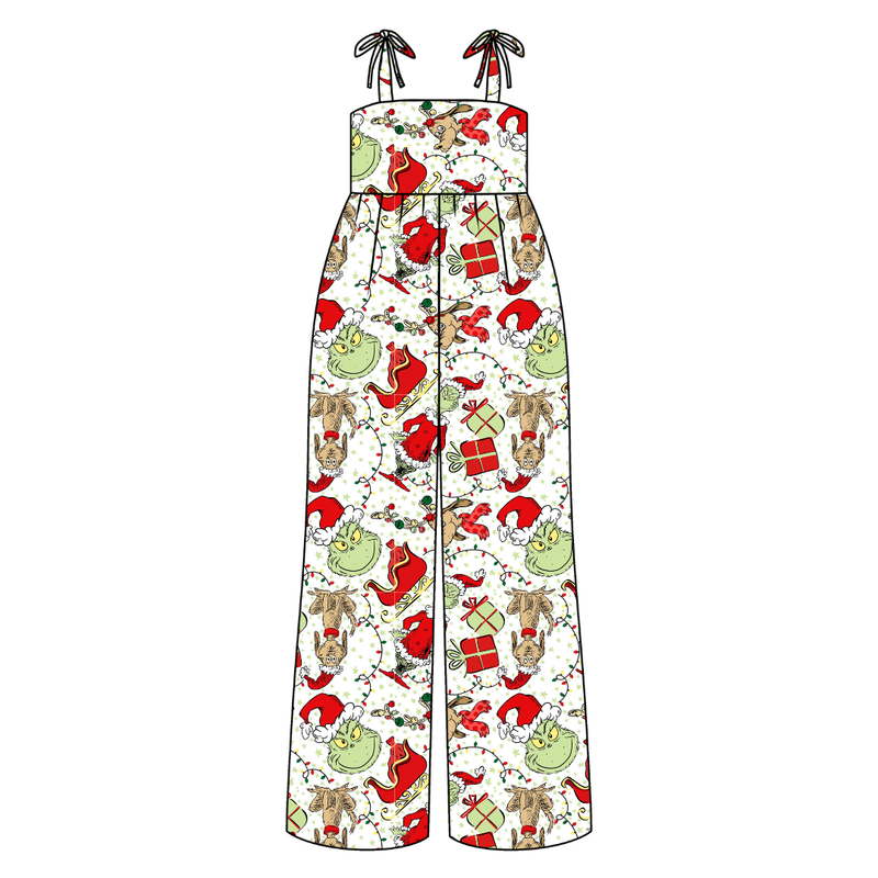 Mistle Toe & Mischief Rene Shoulder Tie Adult Jumpsuit - Bamboo - Pre Order - Christmas Special