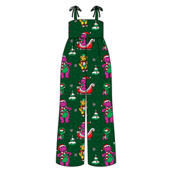 Dino Days of Christmas Rene Shoulder Tie Adult Jumpsuit - Bamboo - Pre Order - Christmas Special