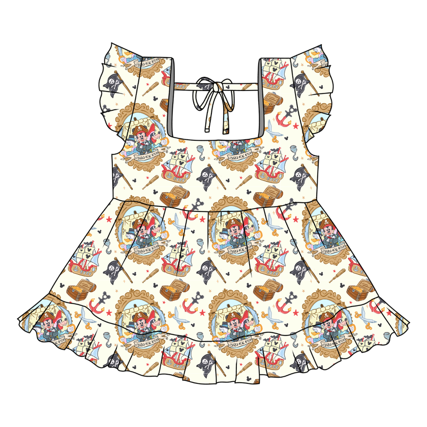 Ahoy, Matey! Sadie Tie Back Ruffle Top - PRE ORDER