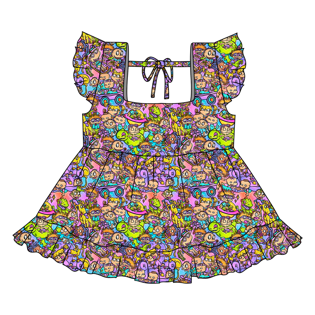 90's Playdate Sadie Tie Back Ruffle Top - PRE ORDER
