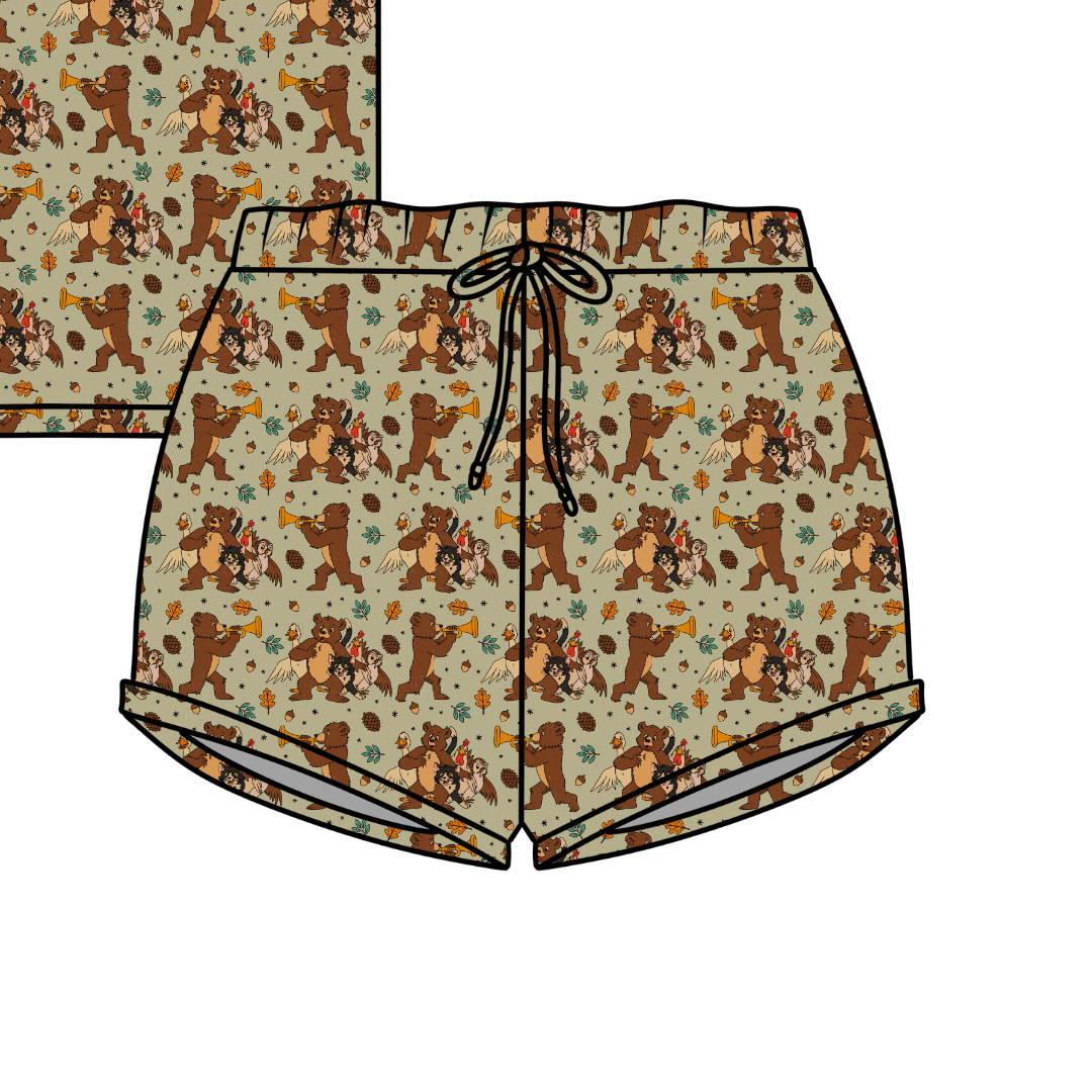 Woodland Melody Jazzy Adult Pajama Bamboo Shorts - Pre Order