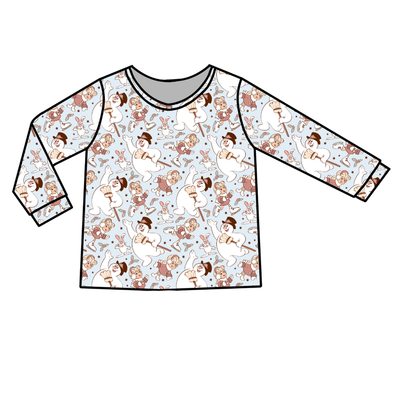 Jolly Snowman - Blue Ruby Adult Long Sleeve Shirt - Bamboo - Pre Order - Christmas Special