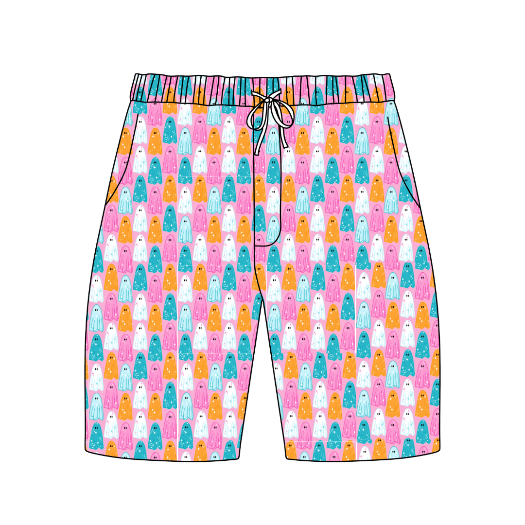 Lets Go Ghouls Chill Extended Length Adult Pajama Bamboo Shorts - Pre Order