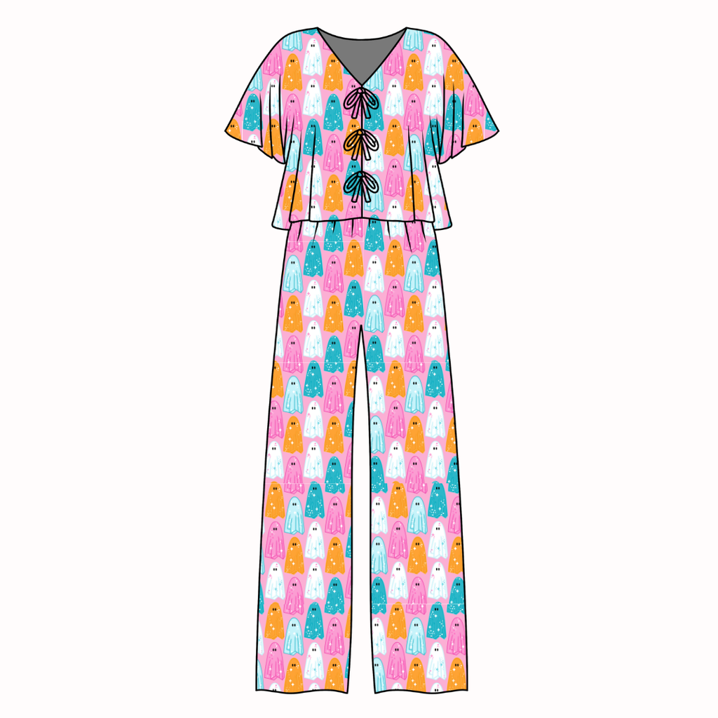 Lets Go Ghouls - Lollipop Women's Front Tie Set Bamboo - Pre Order