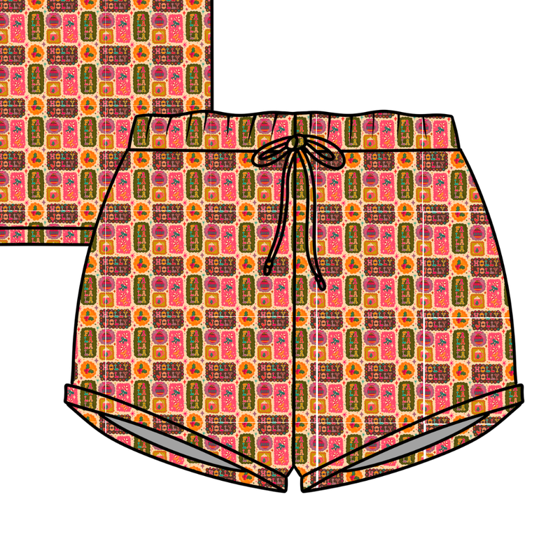 Holly Jolly Holiday Jazzy Adult Shorts - Bamboo - Pre Order - Christmas Special