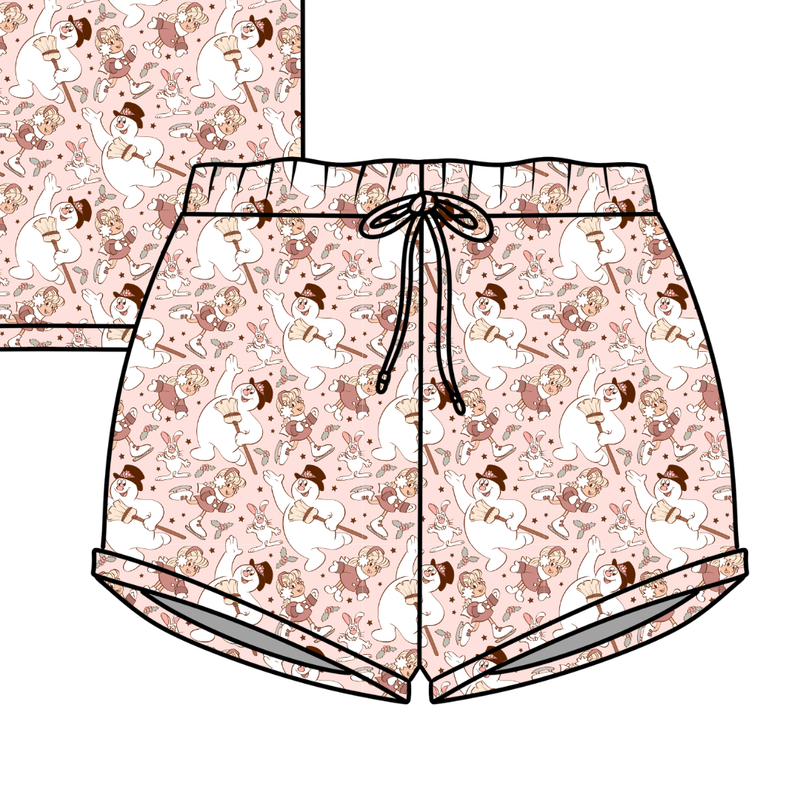 Jolly Snowman - Pink Jazzy Adult Shorts - Bamboo - Pre Order - Christmas Special