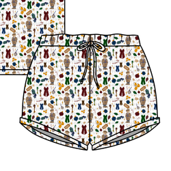 Holly & Plaid Jazzy Adult Shorts - Bamboo - Pre Order - Christmas Special