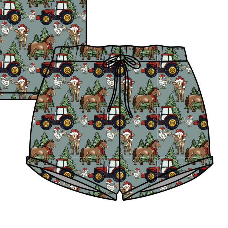 Farmhouse Christmas Jazzy Adult Shorts - Bamboo - Pre Order - Christmas Special