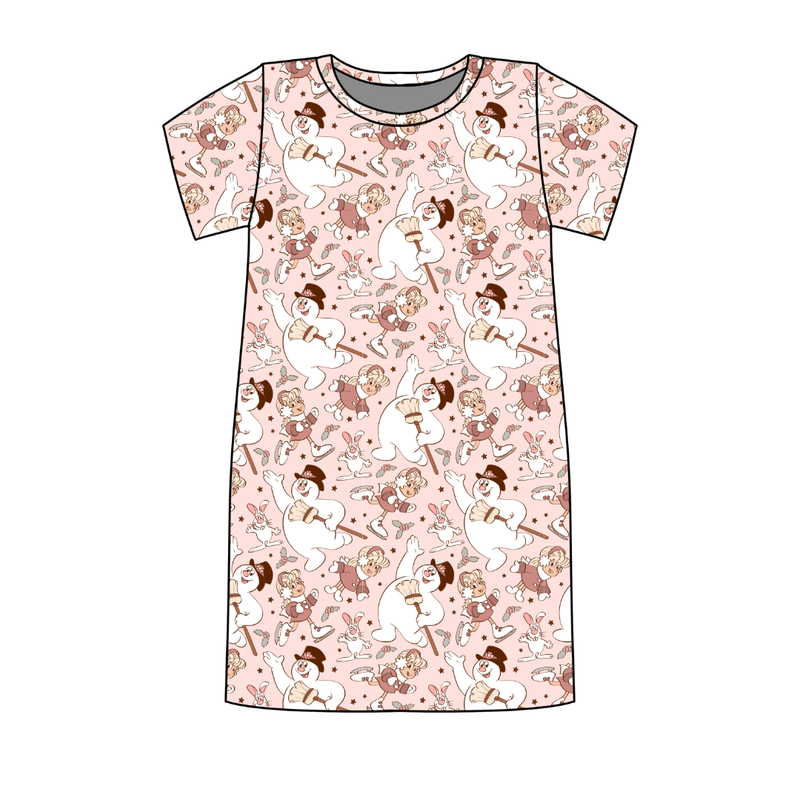 Jolly Snowman - Pink Poppy Women's Lounge Dress - Bamboo - Pre Order - Christmas Special
