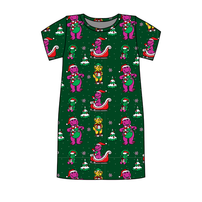 Dino Days of Christmas Poppy Women's Lounge Dress - Bamboo - Pre Order - Christmas Special