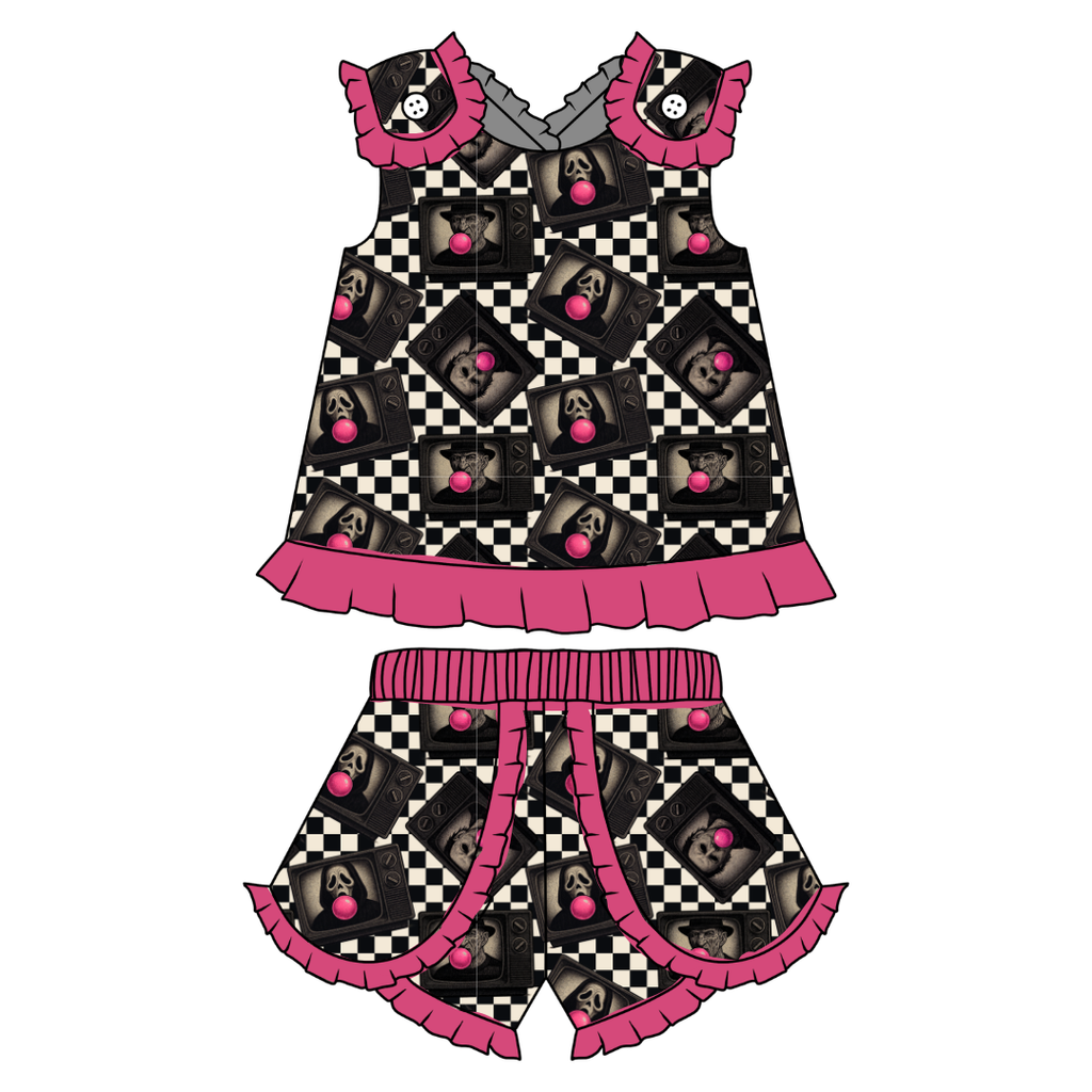 Bubblegum Fright Night - Evie Tulip Short Set Knit - PRE ORDER