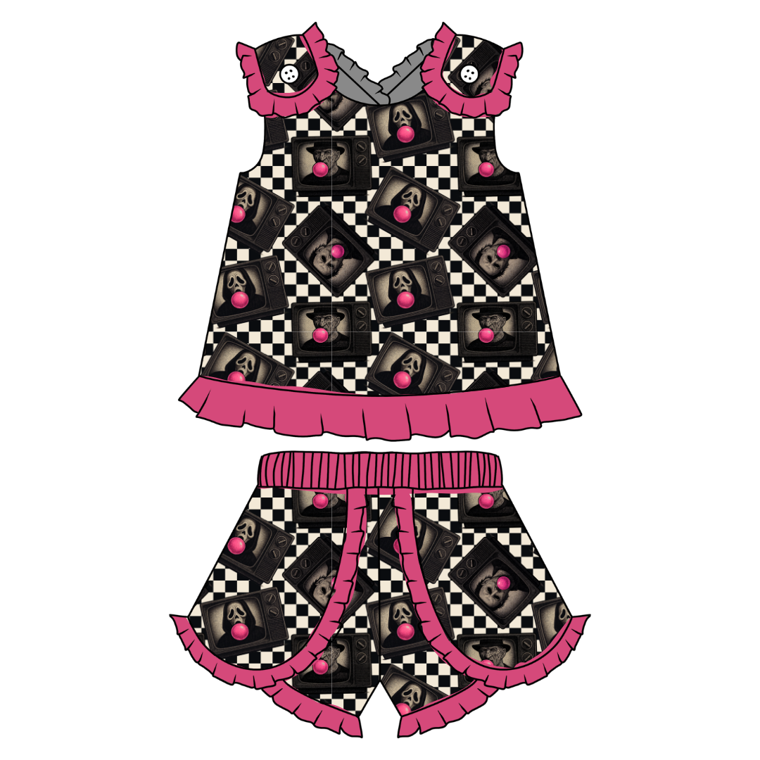 Bubblegum Fright Night - Evie Tulip Short Set Knit - PRE ORDER