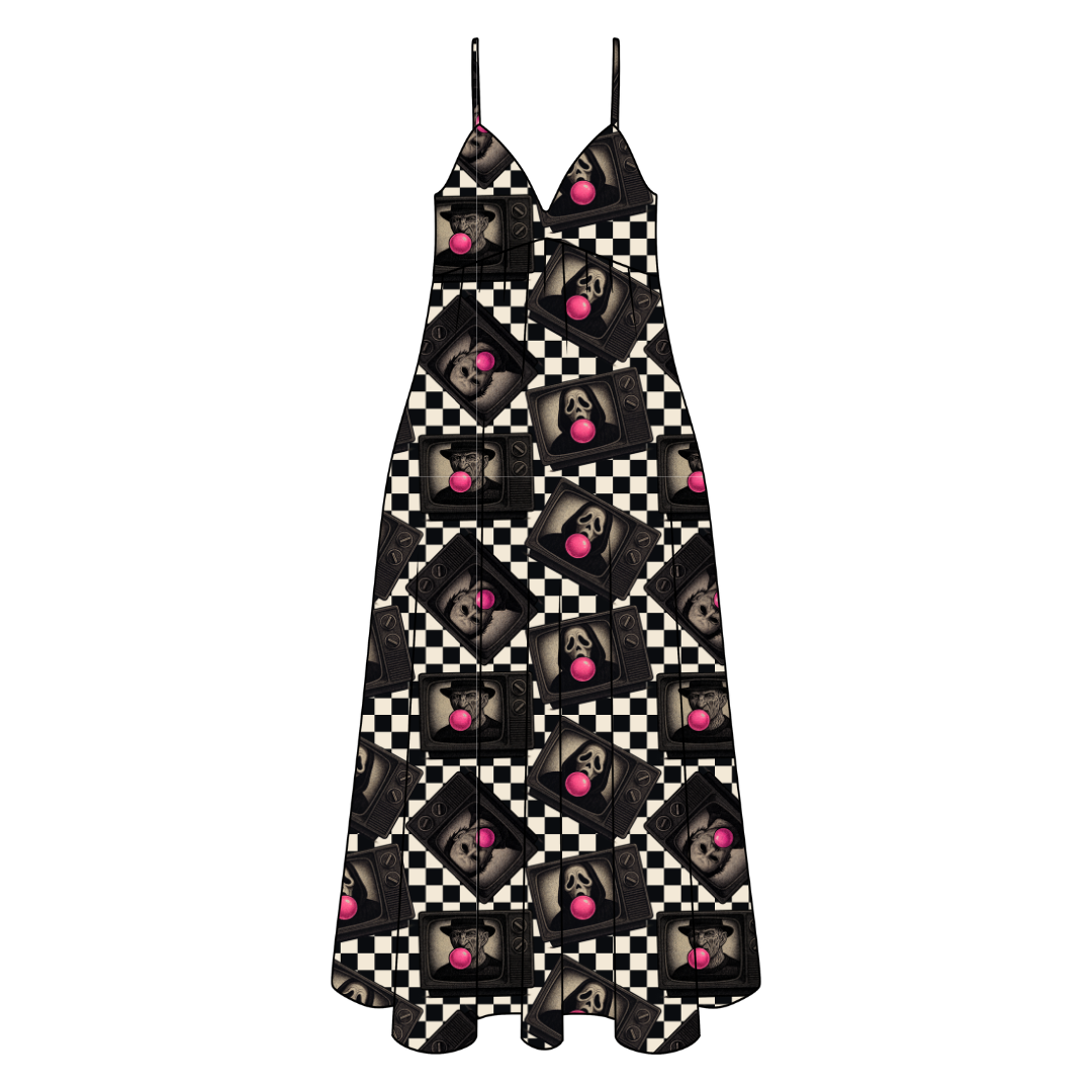 Bubblegum Fright Night Harper Women's Low Back Dress Bamboo - Pre Order