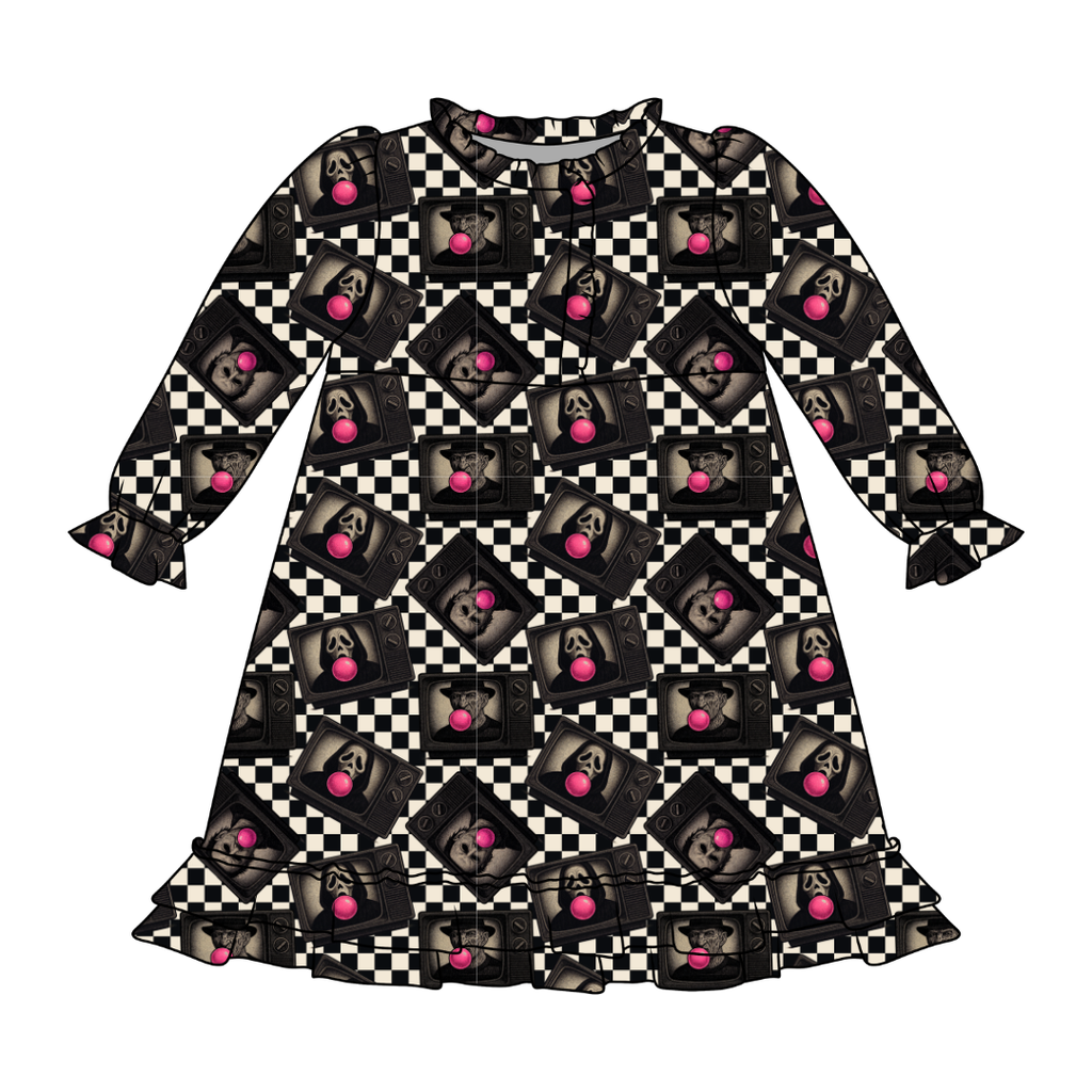 Bubblegum Fright Night Emerald Bamboo Long Sleeve Lounge Dress - PRE ORDER