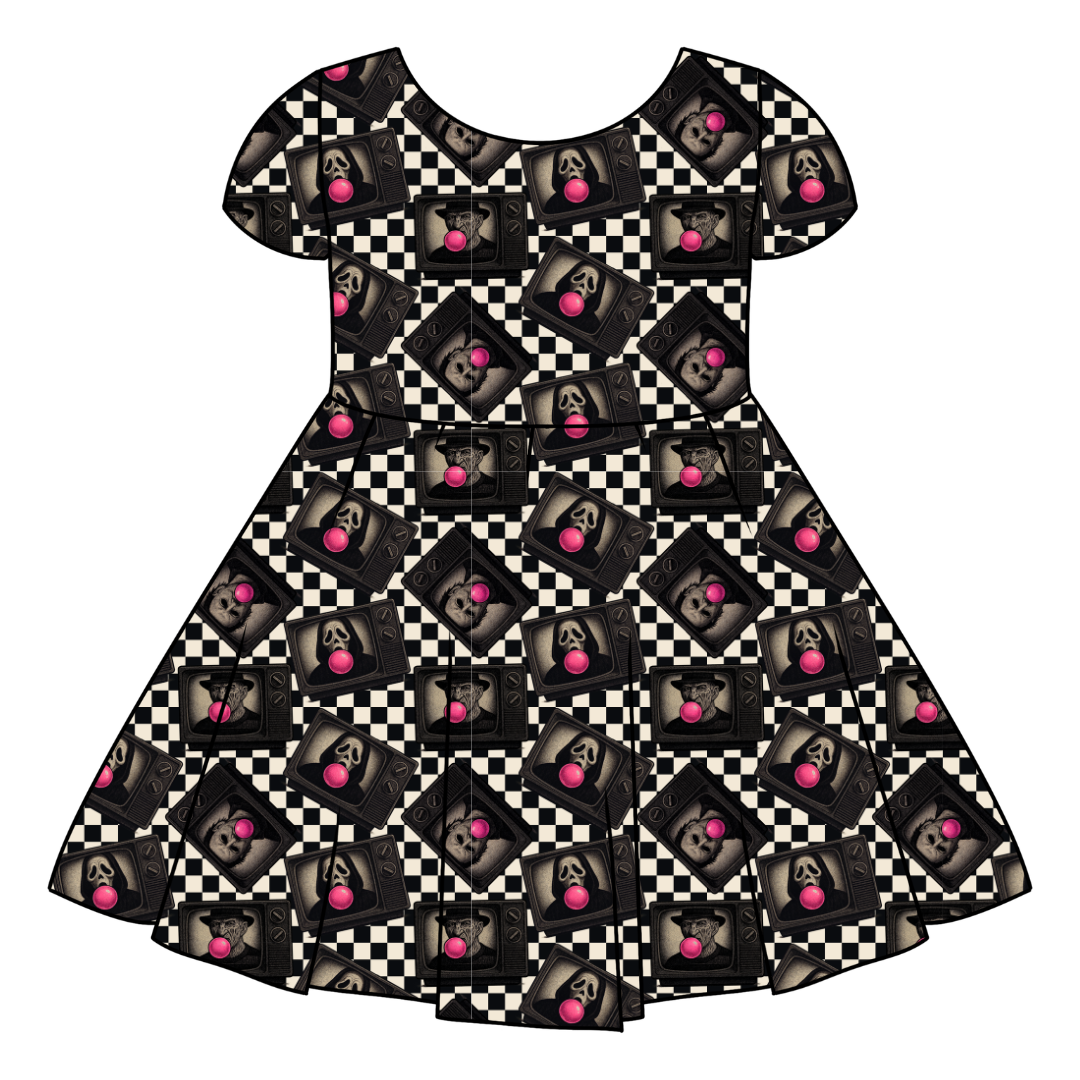 BUBBLEGUM FRIGHT NIGHT - Honey Girl's Twirl Dress Bamboo - PRE ORDER