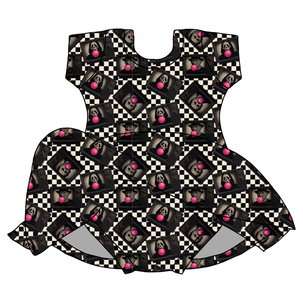 Bubblegum Fright Night - Chic Short sleeve Skirted Leotard Knit - PRE ORDER
