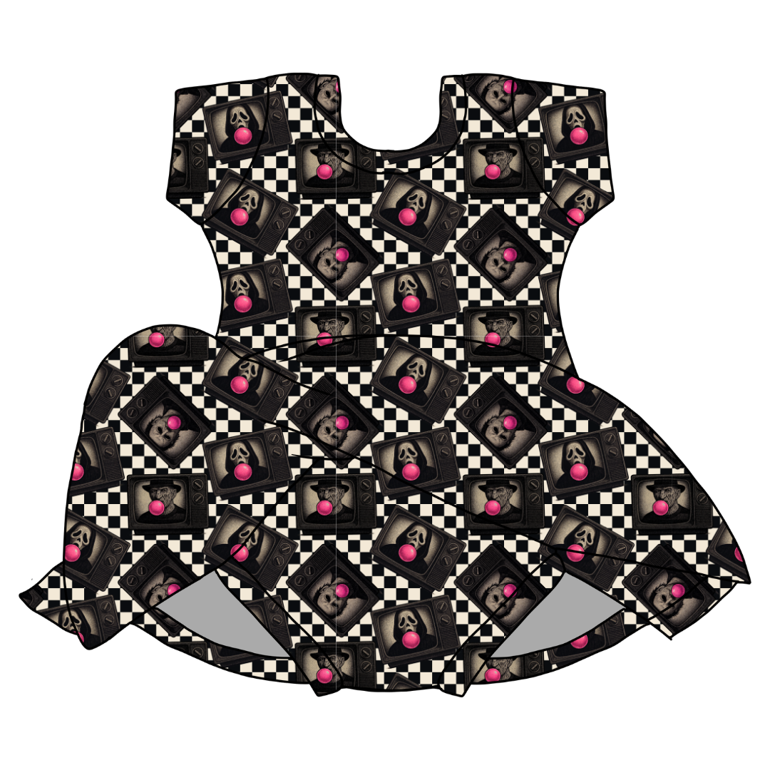Bubblegum Fright Night - Chic Short sleeve Skirted Leotard Knit - PRE ORDER