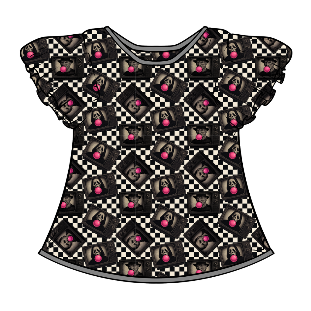 Bubblegum Fright Night Moon Short Sleeve Flutter Bamboo Shirt - PRE ORDER