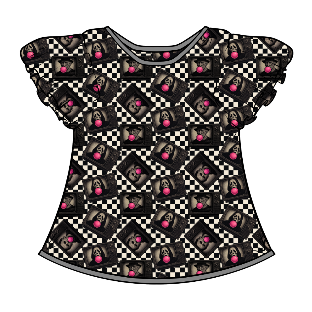 Bubblegum Fright Night Moon Short Sleeve Flutter Bamboo Shirt - PRE ORDER