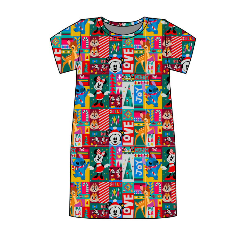 Jolly Patchwork Poppy Women's Lounge Dress - Bamboo - Pre Order - Christmas Special