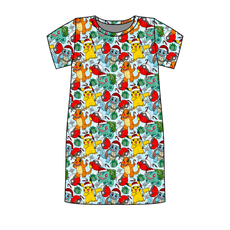 Gotta Catch Christmas Poppy Women's Lounge Dress - Bamboo - Pre Order - Christmas Special