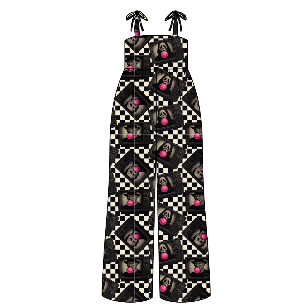 Bubblegum Fright Night Rene Adult Shoulder Tie Jumpsuit Bamboo - Pre Order