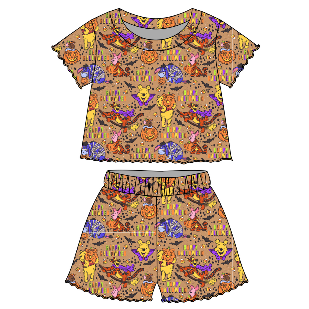 Boo Crew - Orchid Ruffle Short Sleeve Short Set Bamboo - PRE ORDER