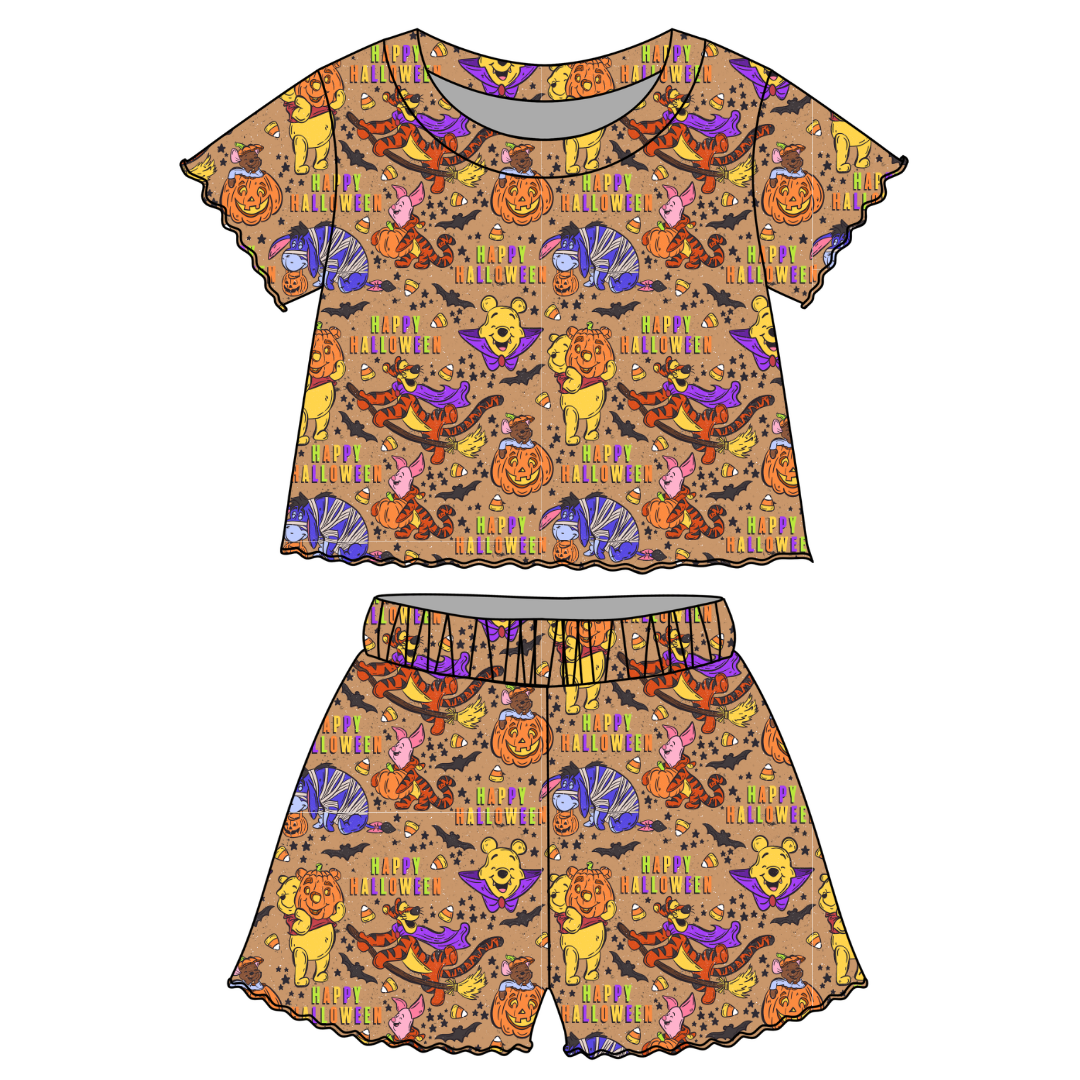 Boo Crew - Orchid Ruffle Short Sleeve Short Set Bamboo - PRE ORDER