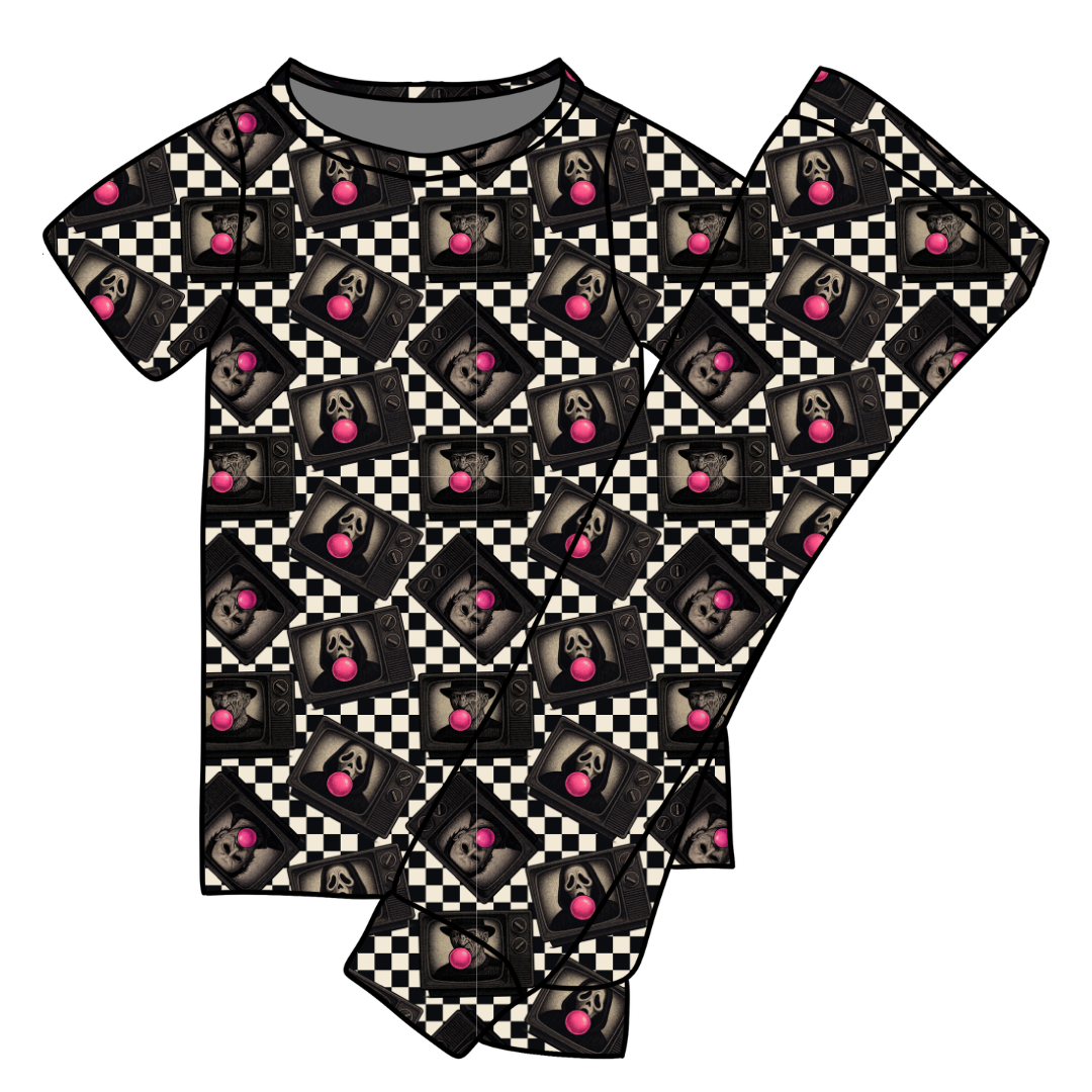 Bubblegum Fright Night Cozy Bamboo Short Sleeve Pants Set - PRE ORDER