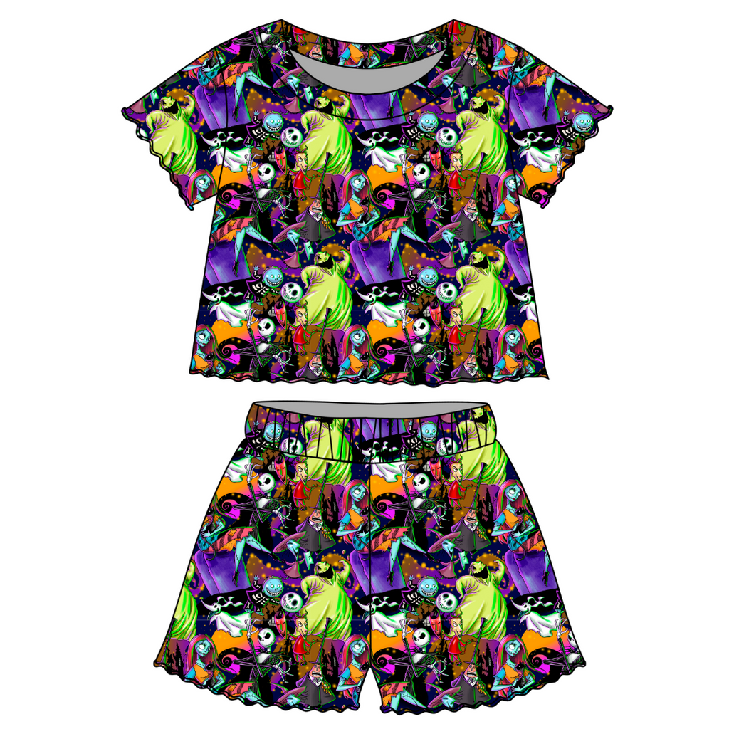 Sandy Claw - Orchid Ruffle Short Sleeve Short Set Bamboo - PRE ORDER