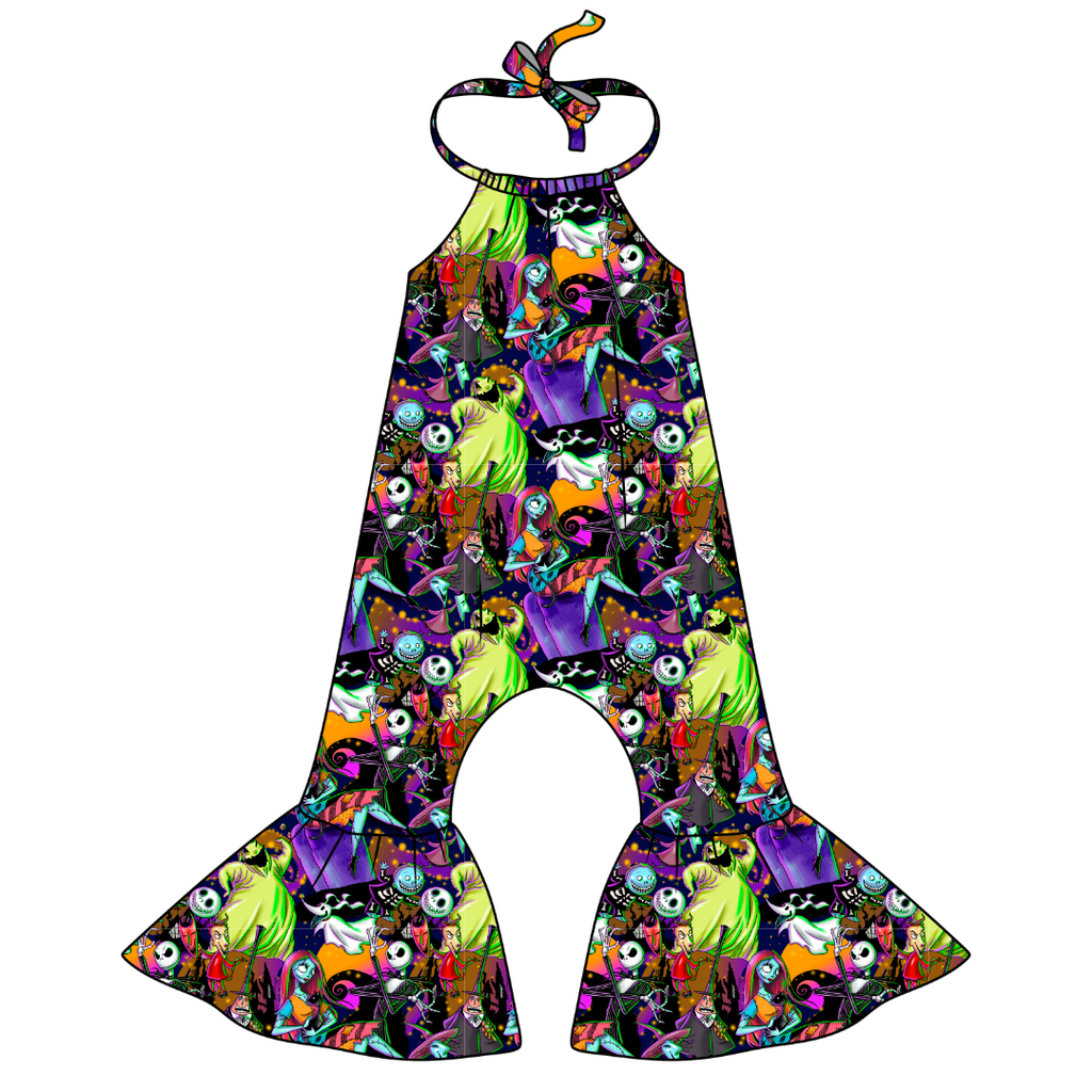 Sandy Claw - Stardust Bellbottom Halter Romper Knit - PRE ORDER
