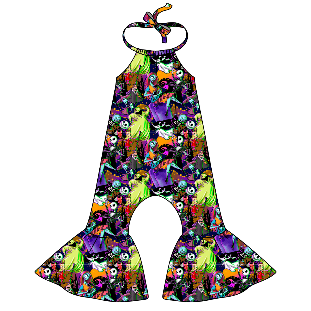 Sandy Claw - Stardust Bellbottom Halter Romper Knit - PRE ORDER