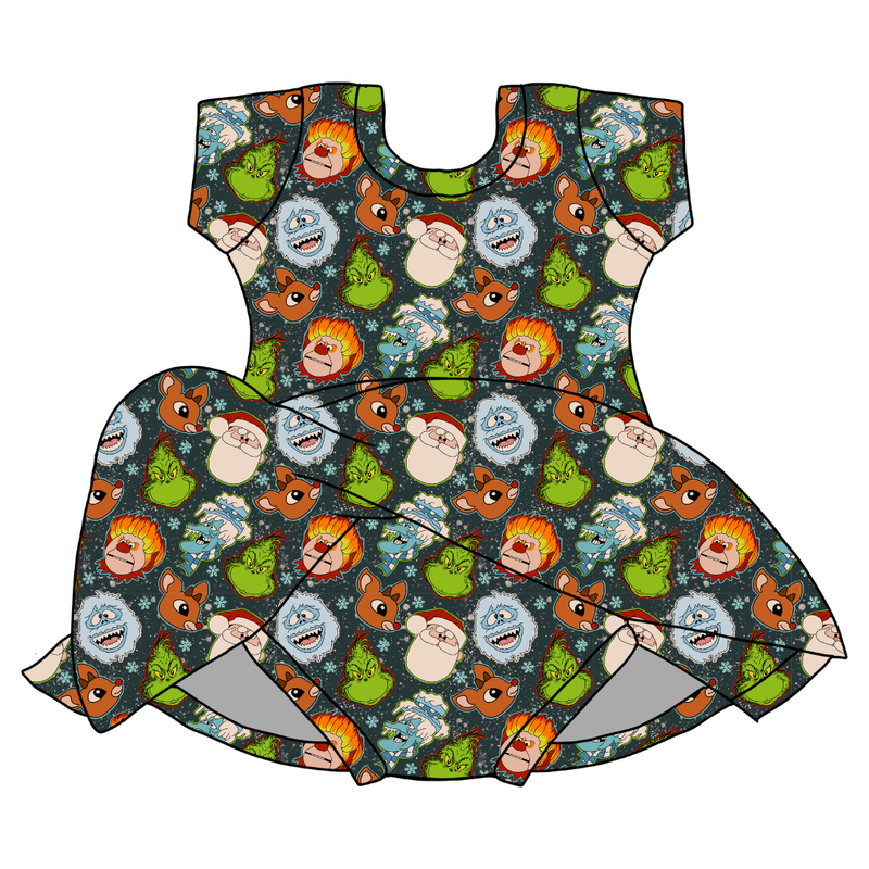 Classic Christmas Mischief Charming Short Sleeve Skirted Leotard  - Bamboo - Pre Order - Christmas Special