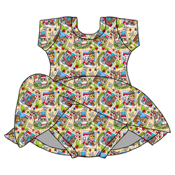 Paws & Claus Charming Short Sleeve Skirted Leotard  - Bamboo - Pre Order - Christmas Special