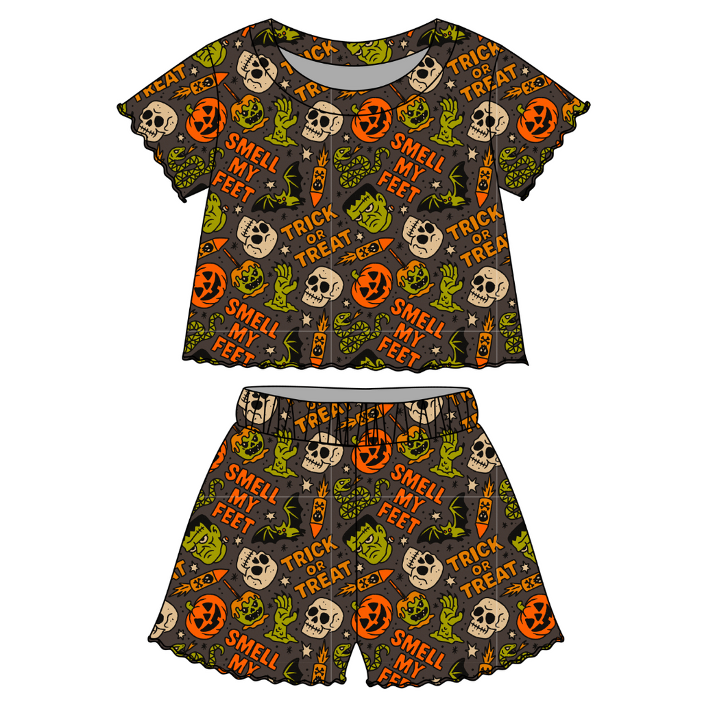 M A S H - Orchid Ruffle Short Sleeve Short Set Bamboo - PRE ORDER
