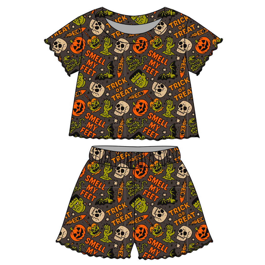 M A S H - Orchid Ruffle Short Sleeve Short Set Bamboo - PRE ORDER