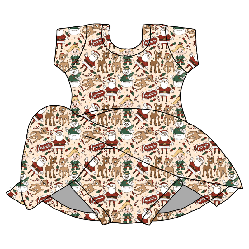 Red Nose Charming Short Sleeve Skirted Leotard  - Bamboo - Pre Order - Christmas Special