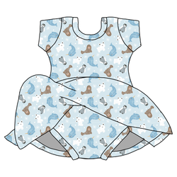 Snowy Sidekicks Charming Short Sleeve Skirted Leotard  - Bamboo - Pre Order - Christmas Special
