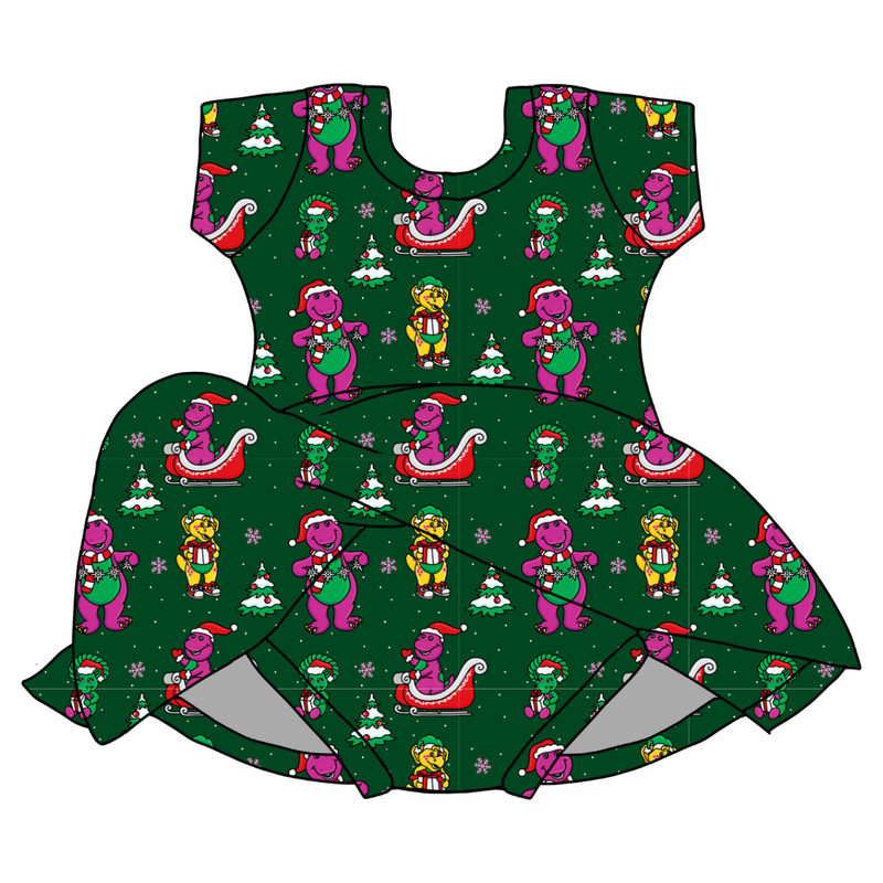 Dino Days of Christmas Chic Short Sleeve Skirted Leo - Knit - Pre Order - Christmas Special
