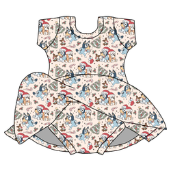 Heeler Holiday Charming Short Sleeve Skirted Leotard  - Bamboo - Pre Order - Christmas Special