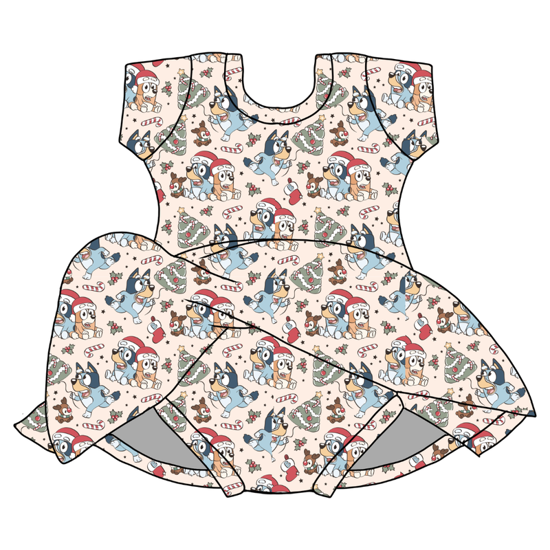 Heeler Holiday Charming Short Sleeve Skirted Leotard  - Bamboo - Pre Order - Christmas Special